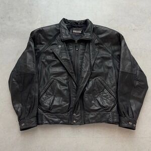 Vintage Mirage Motorcycle Leather Jacket Mens Medium Black Full Zip Boxy Fit 90s